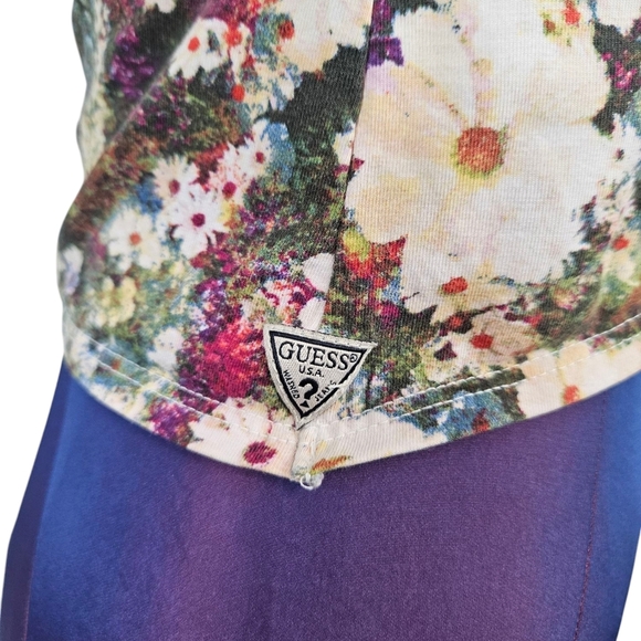Guess Y2K Floral Faux Wrap Crop Top Short Sleeve‎ Size Small Women's R47 - Picture 4 of 7